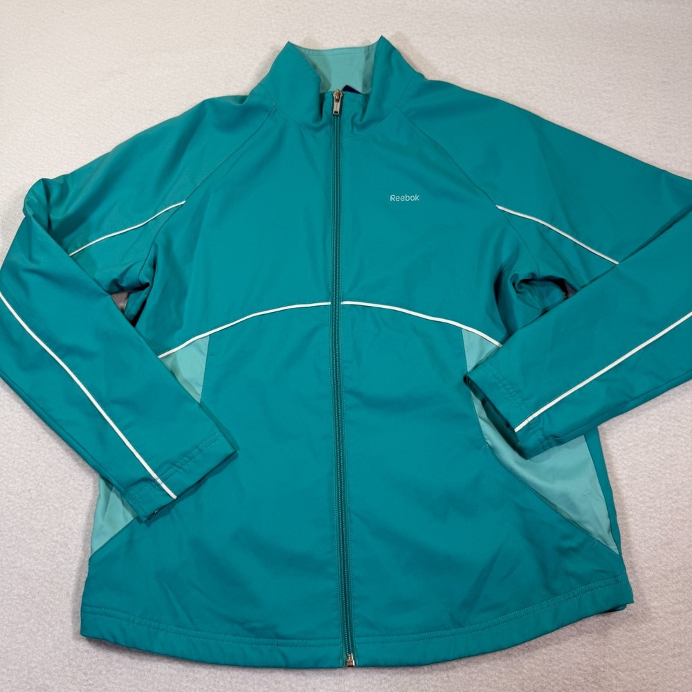 Reebok Women's Windbreaker Jacket Medium Blue Golf Full‎ Zip Casual